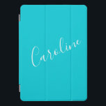 Protection iPad Pro Cover Script Turquoise couleur solide Nom personnalisé<br><div class="desc">Couleur solide Turquoise Turquoise de mignon Nom personnalisé Couverture iPad Pro</div>