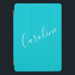 Protection iPad Pro Cover Script Turquoise couleur solide Nom personnalisé<br><div class="desc">Couleur solide Turquoise Turquoise de mignon Nom personnalisé Couverture iPad Pro</div>