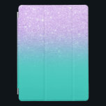 Protection iPad Pro Elégante parties scintillant de lavande de sirène<br><div class="desc">Parties scintillant de sirène de lavande faux violet élégant,  girly,  ombre moderne arrière - plan turquoise clair moderne.</div>