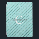 Protection iPad Pro Fun Turquoise Turquoise Blue Parties scintillant r<br><div class="desc">Fun Turquoise Turquoise Bleu Parties scintillant rayures Couverture de monogramme avec bandes de parties scintillant en faux-turquoise turquoise et espace pour votre monogramme et nom personnalisés. Facile à customiser avec du texte, des polices et des couleurs. Créé par le designer pro Zazzle BK Thompson © exclusivement pour Cedar et String;...</div>