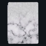 Protection iPad Pro Glamorous Silver White Glitter Marble Gradient<br><div class="desc">Ce design élégant et girly est parfait pour la fashionista branchée et élégante. Il présente un faux dégradé brillant de parties scintillant argent imprimé au sommet d'un arrière - plan motif en pierre de marbre noir et blanc. C'est glamour, chic, luxueux, moderne et classe. ***REMARQUE IMPORTANTE DE CONCEPTION : Pour...</div>