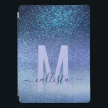 Protection iPad Pro Marine Pastel Blue Triple Parties scintillant Ombr<br><div class="desc">Cette impression élégante, séduisante et chic est parfaite pour la jeune fille branchée et élégante. Il présente une parties scintillant bleu marine brillant imbriquée en bleu périwinkle en bleu pastel dégradé ombre. C'est moderne, joli, girly, unique, et cool. Il vous suffit de customiser avec votre monogramme personnalisé et initial. ***REMARQUE...</div>