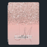 Protection iPad Pro Monogramme à dégradé rose Rose or Confetti<br><div class="desc">Ce design élégant et chic est parfait pour la mode chic et branchée. Il représente un confetti en parties scintillant or brillant imbriqué rose, versé sur le dessus d'un dégradé de couleur rose bubblegum et rose clignotant. C'est un design moderne, glamour, joli et branché de luxe. Il suffit de customiser...</div>