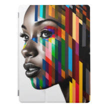 Portrait des barres de couleur du visage de la fem