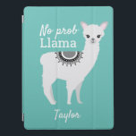 Protection iPad Pro Turquoise Cute NO Prob Llama nom<br><div class="desc">Llama sans Probe turquoise avec le nom iPad Pro Couverture Protégez votre iPad Pro en style avec notre Llama sans Probe Turquoise avec le nom iPad Pro Couverture. Cette couverture adorable et humoristique présente une illustration ludique de lama et la citation ludique "NO prob Llama" contre un arrière - plan...</div>