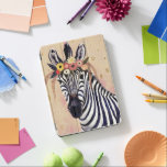 Protection iPad Pro Zèbre de Klimt | orné en fleurs<br><div class="desc">Cette copie comporte un zèbre doux orné dans une couronne des fleurs | par Victoria Borges</div>