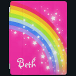 Protection iPad Rainbow rose vif filles nommé ipcover<br><div class="desc">Parfait pour protéger vos filles ipad. Ajoutez votre propre nom de fille à ce coque ipad. Lit actuellement Beth. Un arc-en-ciel lumineux original avec un coque graphique en ciel rose vif est conçu par Sarah Trett.</div>