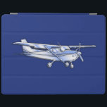 Protection iPad Silhouette de Chrome Cessna de l'aéronef volant en<br><div class="desc">Silhouette Cessna Classic de l'avion Volant en bleu pour tous les passionnés d'aviation, customisez ceci avec un texte si vous le souhaitez. L'avion Cessna est conçu pour lui donner l'air d'un chromage argenté. Ajoutez facilement du texte à cette conception en une seule étape. Il suffit de cliquer sur "Customiser!" pour...</div>