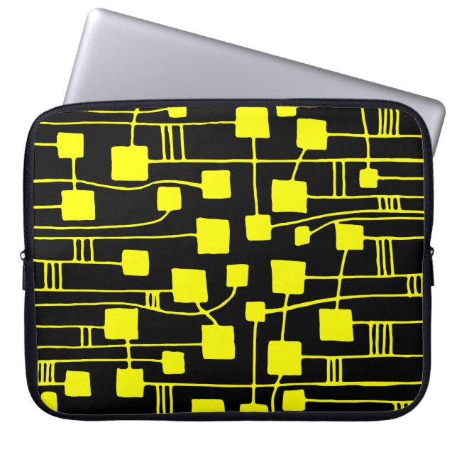 Protection Pour Ordinateur Portable Abstrait 111211 - Jaune sur noir (Devant)