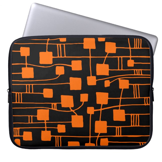 Protection Pour Ordinateur Portable Abstrait 111211 - Orange sur noir (Devant)