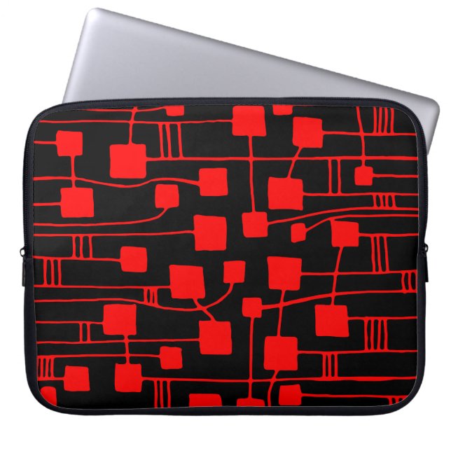 Protection Pour Ordinateur Portable Abstrait 111211 - Rouge sur noir (Devant)