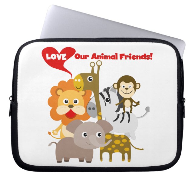 Protection Pour Ordinateur Portable Aimez nos amis animaux (Devant)