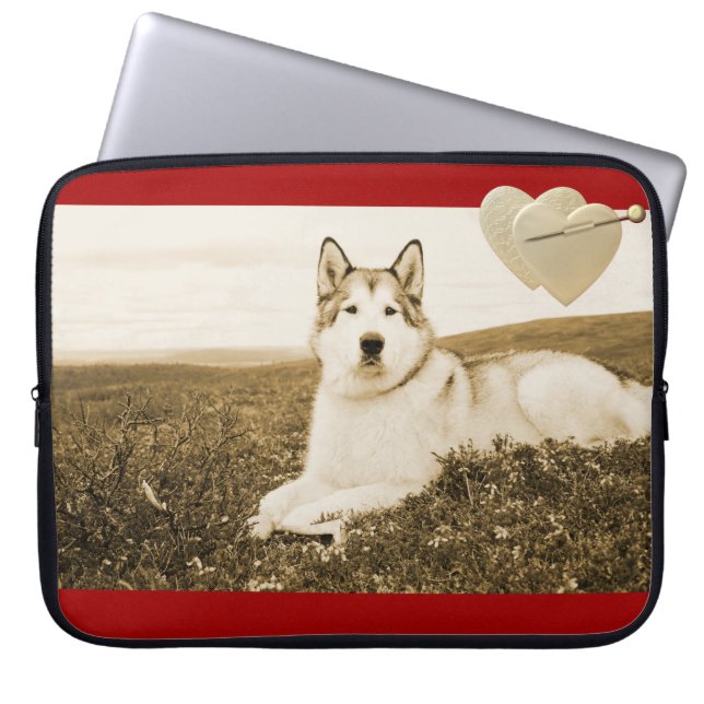 Protection Pour Ordinateur Portable Alaskan Malamute coeur chien de malamute (Devant)