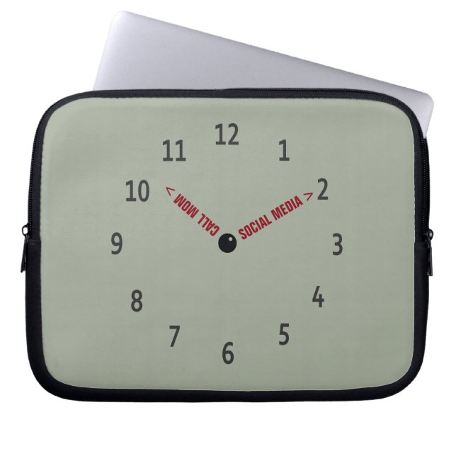 Protection Pour Ordinateur Portable Amusant Call Maman Horloge Imaginaire (Devant)