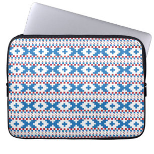 Protection Pour Ordinateur Portable Anciens signes lettons bleu, rouge, blanc art popu