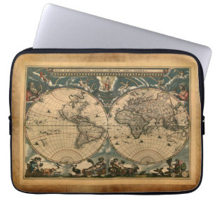 Protection Pour Ordinateur Portable Antique Carte du Vieux Monde Vintage Portable