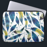 Protection Pour Ordinateur Portable Aquarelle bleu oiseaux plumes motif<br><div class="desc">Aquarelle bleu plumes d'oiseau motif.</div>