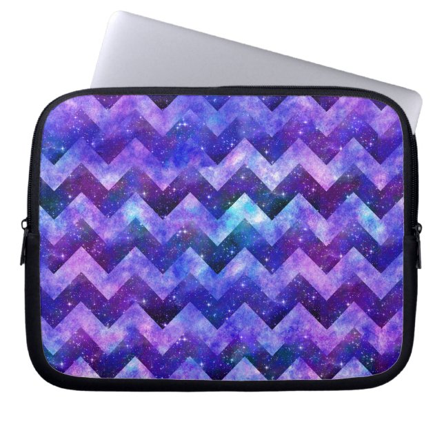 Protection Pour Ordinateur Portable Aquarelle violette Starry Galaxy Chevron (Devant)