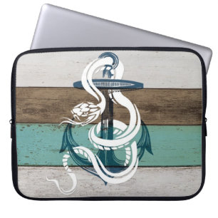 Protection Pour Ordinateur Portable Awesome cool vintage ancre bleue serpent blanc