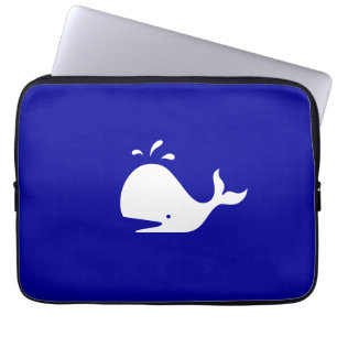 Protection Pour Ordinateur Portable Baleine blanche sur bleu