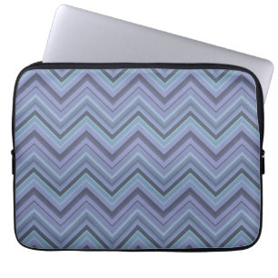 Protection Pour Ordinateur Portable Bandes de zigzag gris bleu