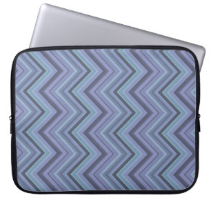 Protection Pour Ordinateur Portable Bandes de zigzag gris bleu