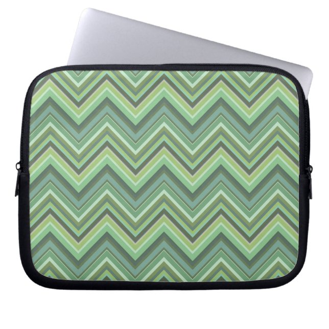Protection Pour Ordinateur Portable Bandes de zigzag vert olive (Devant)