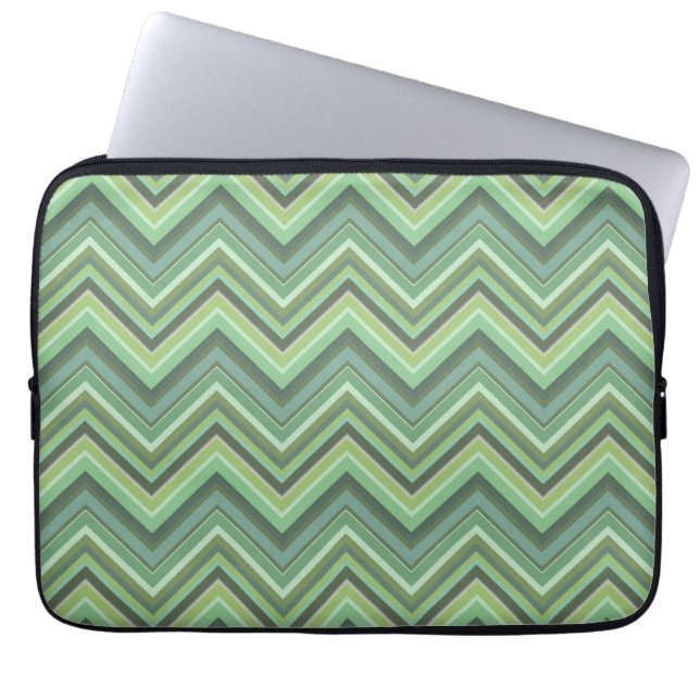 Protection Pour Ordinateur Portable Bandes de zigzag vert olive (Devant)