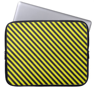 Protection Pour Ordinateur Portable Bandes diagonales minces en noir et jaune