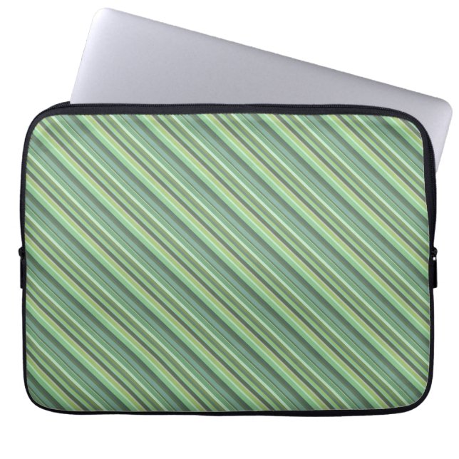 Protection Pour Ordinateur Portable Bandes diagonales vert olive (Devant)