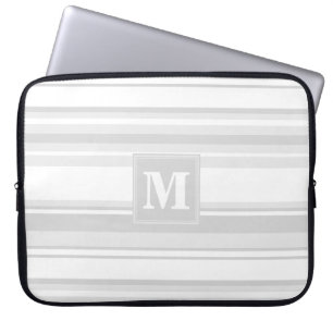 Protection Pour Ordinateur Portable Bandes gris clair monogrammes