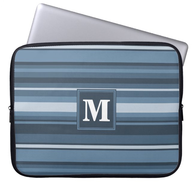 Protection Pour Ordinateur Portable Bandes gris monogramme (Devant)