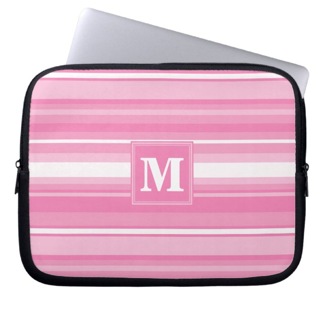 Protection Pour Ordinateur Portable Bandes rose monogramme (Devant)