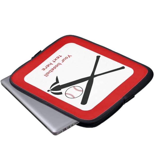 Protection Pour Ordinateur Portable Baseball croisé chauves-souris et casquette noir,  (Devant bas)