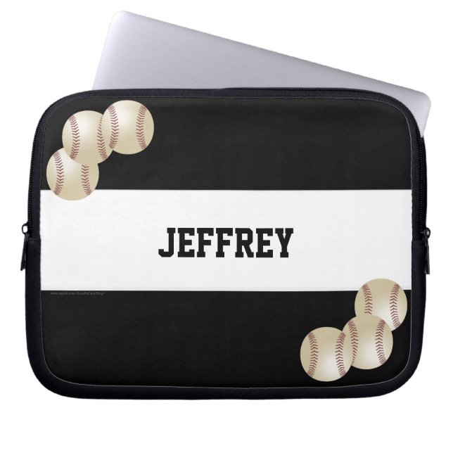 Protection Pour Ordinateur Portable Baseball, Nom, Black and White Computer (Devant)