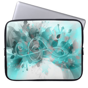 Protection Pour Ordinateur Portable Beau bleu gris cool fleurs splatter feuille