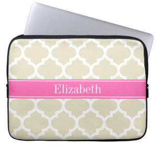 Protection Pour Ordinateur Portable Beige Wht Moroccan #5 Hot Pink #2 Nom Monogram