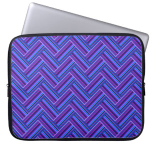Protection Pour Ordinateur Portable Bleu et violet rayures double tissage