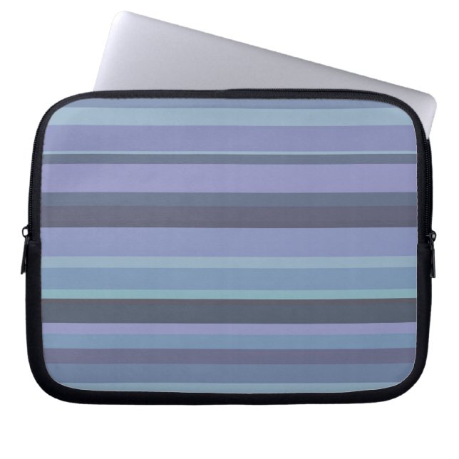 Protection Pour Ordinateur Portable Bleu-gris, bandes horizontales (Devant)