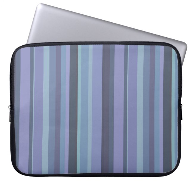 Protection Pour Ordinateur Portable Bleu-gris, bandes horizontales (Devant)