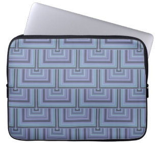 Protection Pour Ordinateur Portable Bleu gris rayures carré motif