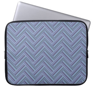 Protection Pour Ordinateur Portable Bleu gris rayures motif double tissage