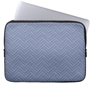 Protection Pour Ordinateur Portable Bleu gris rayures motif double tissage