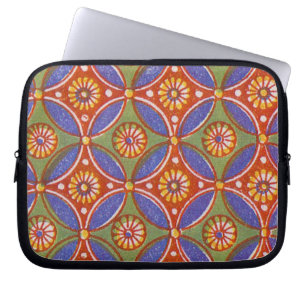 Protection Pour Ordinateur Portable Bleu rouge Rustique coloré Cercle Egypte Motif d'a