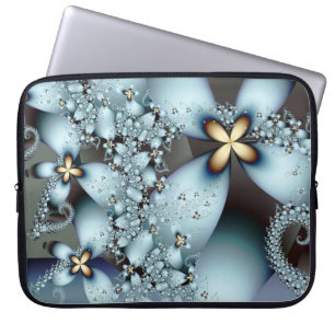 Protection Pour Ordinateur Portable Blue Gold Cute Abstrait Floral