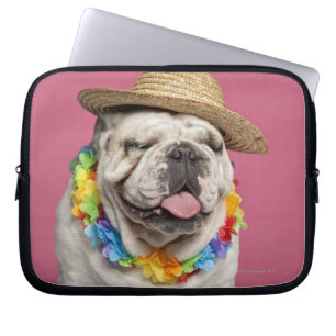 Protection Pour Ordinateur Portable Bouledogue anglais (18 mois) portant une paille