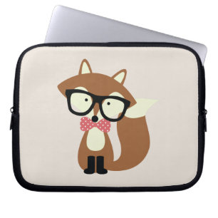 Protection Pour Ordinateur Portable Bow Cravate et lunettes Hipster Renard Brown