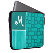 Protection Pour Ordinateur Portable Carrés de turquoise ; Rétro carré (Devant droit)