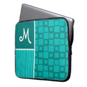 Protection Pour Ordinateur Portable Carrés de turquoise ; Rétro carré (devant gauche)