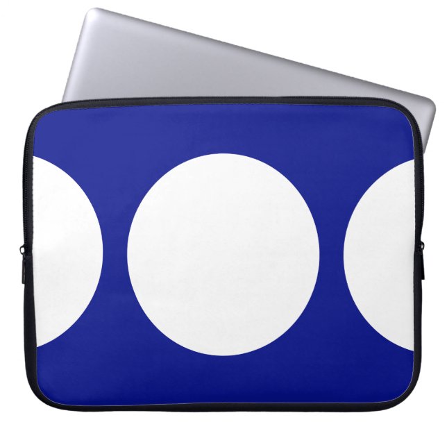 Protection Pour Ordinateur Portable Cercles blancs en bleu (Devant)